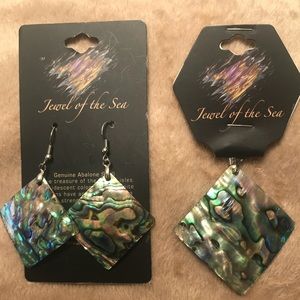 Abalone shell earrings and pendant